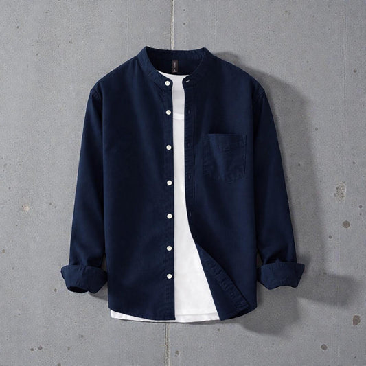 Bend collar full sleeve casual shirt - Blue