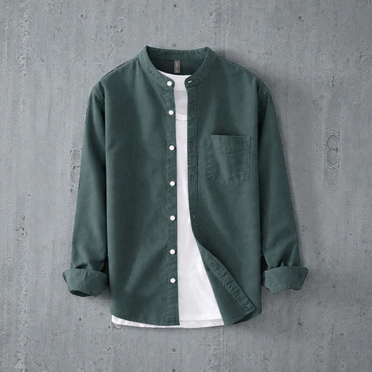 Bend collar full sleeve casual shirt - See Green