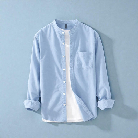 Bend collar full sleeve casual shirt - Light Sky