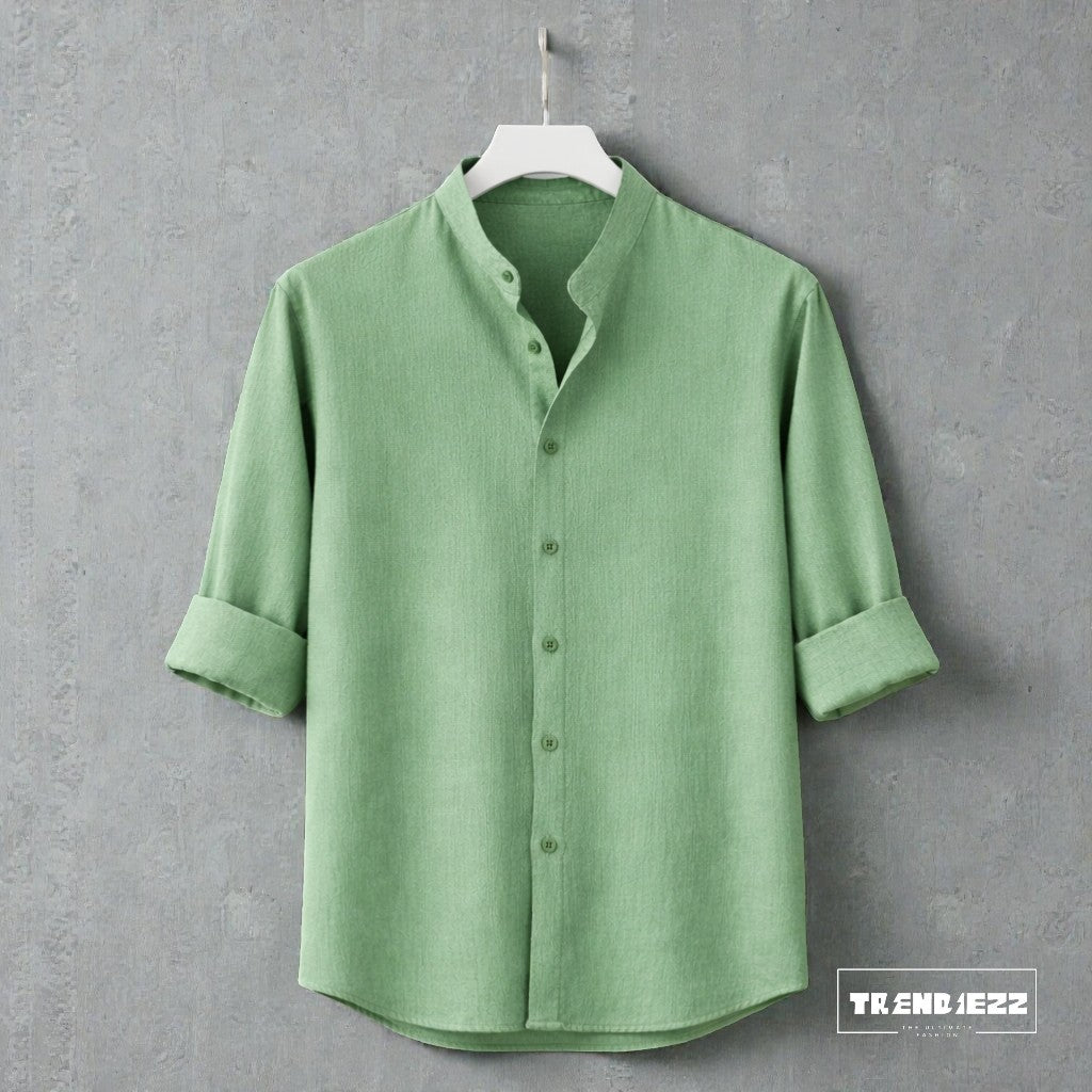 Bend Collar Zafran Full Sleeve Shirt - Lemon