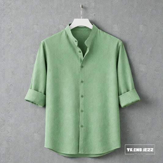 Bend Collar Zafran Full Sleeve Shirt - Lemon