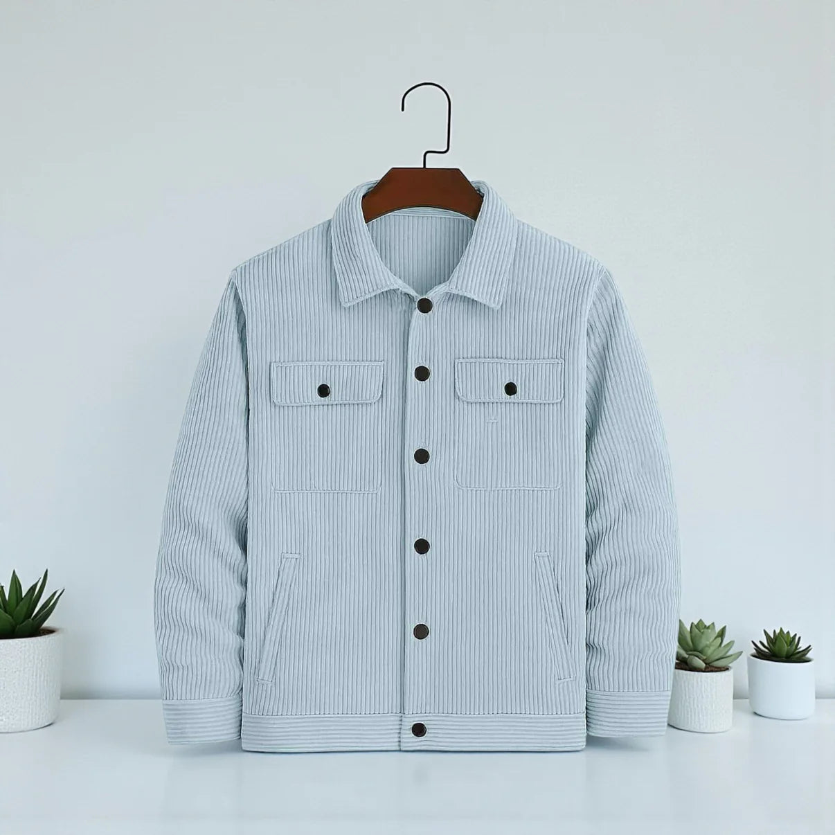 Men's Corduroy Light Weight Jackets - Light Sky Blue