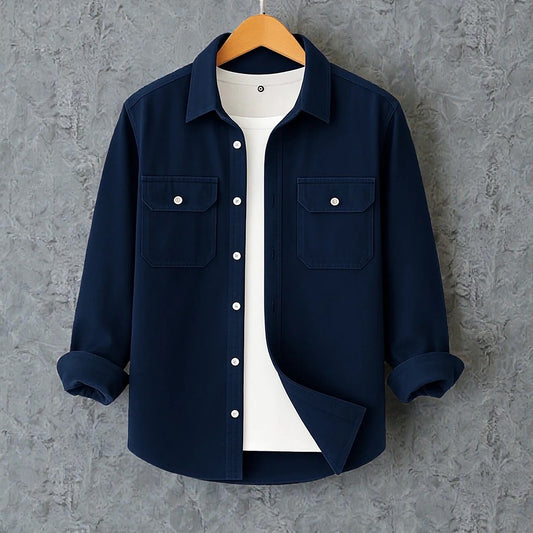 Full Sleeve Casual Shirt For Men - Navy Blue
