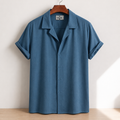 Cuban Half Sleeve Shirt - Steel Blue