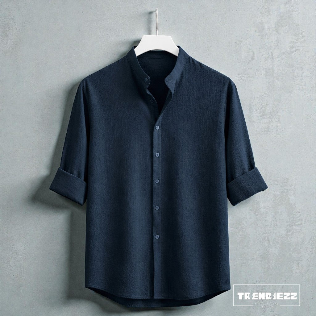 Bend Collar Zafran Full Sleeve Shirt - Teal
