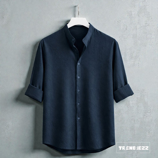 Bend Collar Zafran Full Sleeve Shirt - Teal