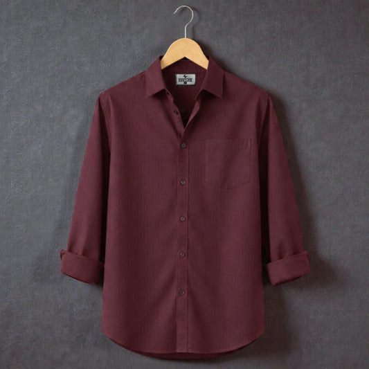 Fine Cotton Long Sleeve Stripe Shirt - Chocolate