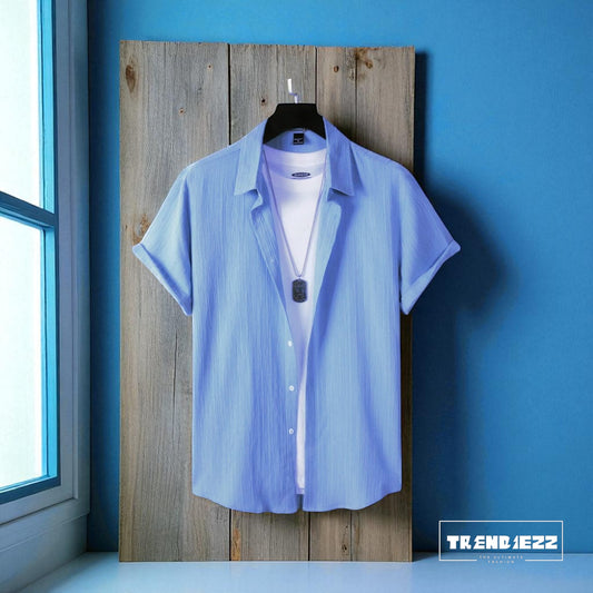 Viscox Half Sleeve Shirt- Sky Blue