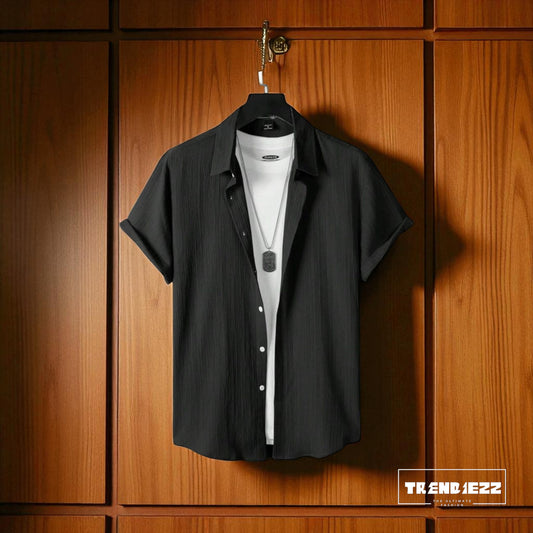 Viscox Half Sleeve Shirt- Pure Black