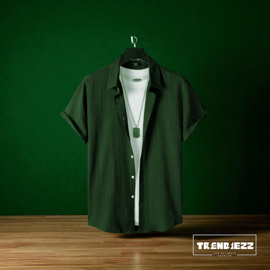 Viscox Half Sleeve Shirt- Deep Green