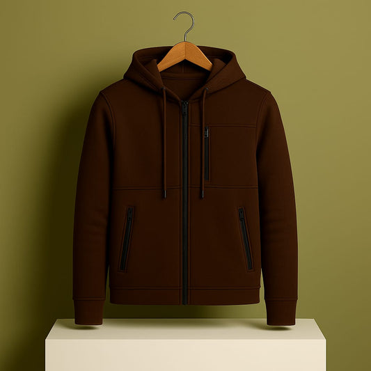 Men's Arms Full Zip Hooded Jacket - Dark Brown