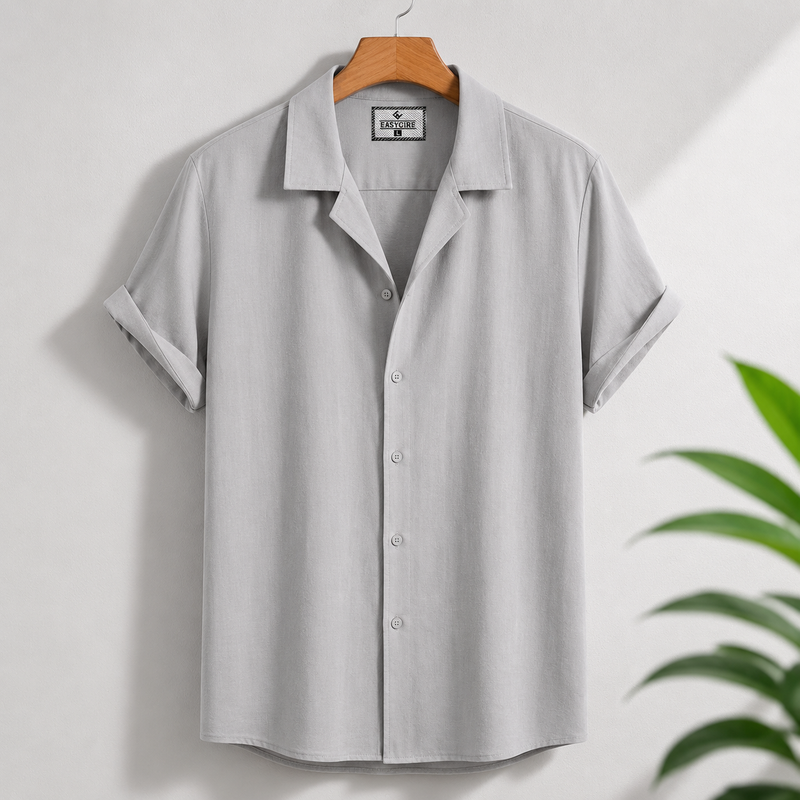 Cuban Half SleevShirt - Ash