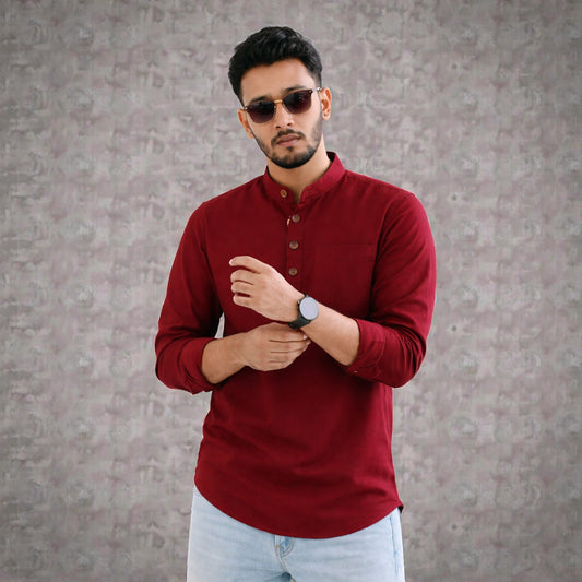 Heritage Soft Cotton Katua - Maroon