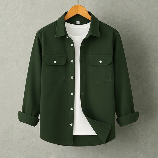 Full Sleeve Casual Shirt For Men - Bottle Green