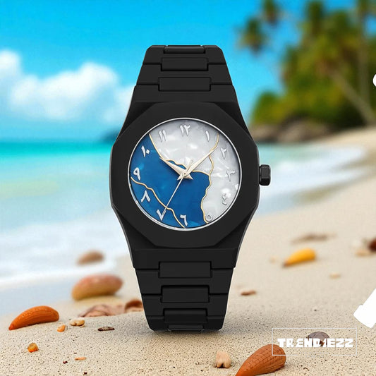 Arabic Dial Analog Design Fashion Black Wrist For Men- W007