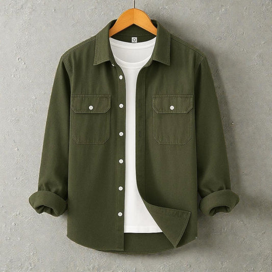 Full Sleeve Casual Shirt For Men - Olive