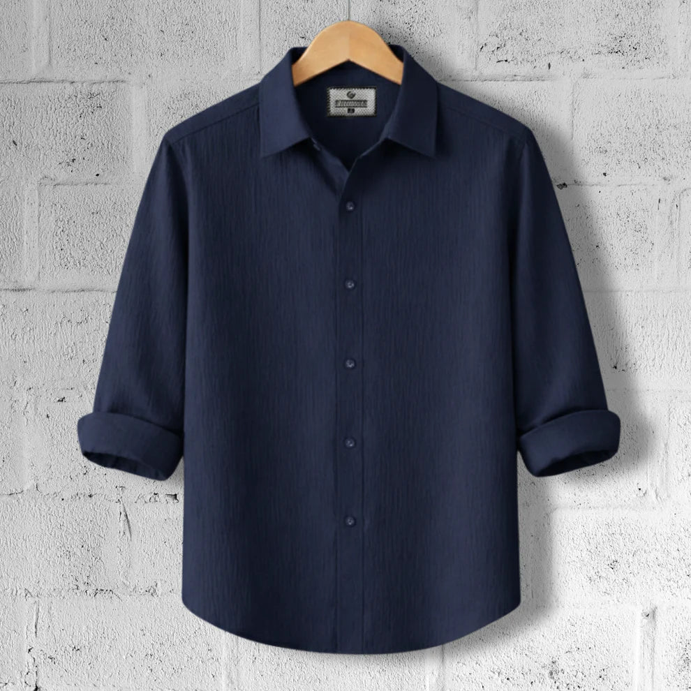 Premium Zafran Full Sleeve Shirt - Navy Blue