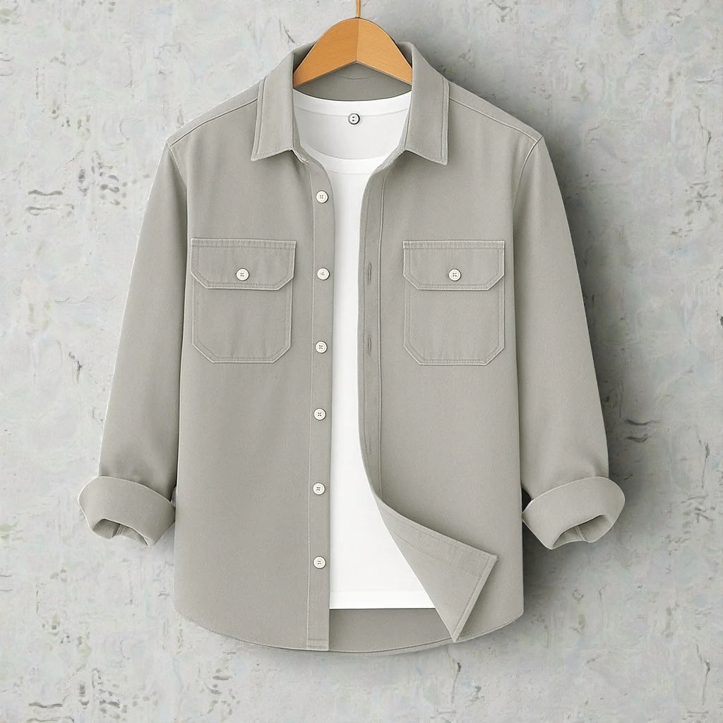 Full Sleeve Casual Shirt For Men - Light Ash