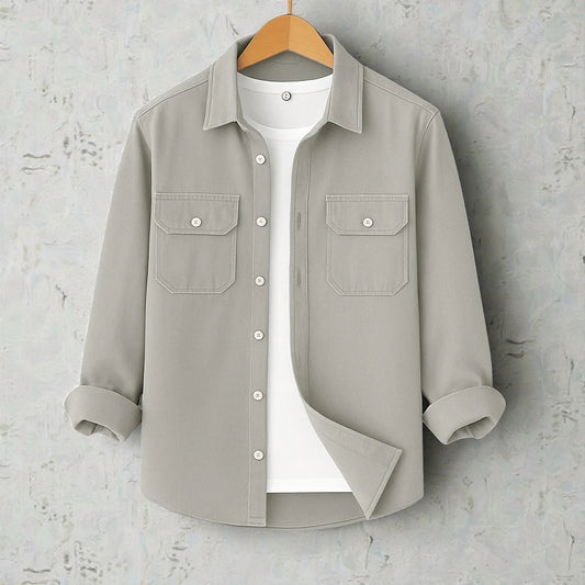 Full Sleeve Casual Shirt For Men - Light Ash