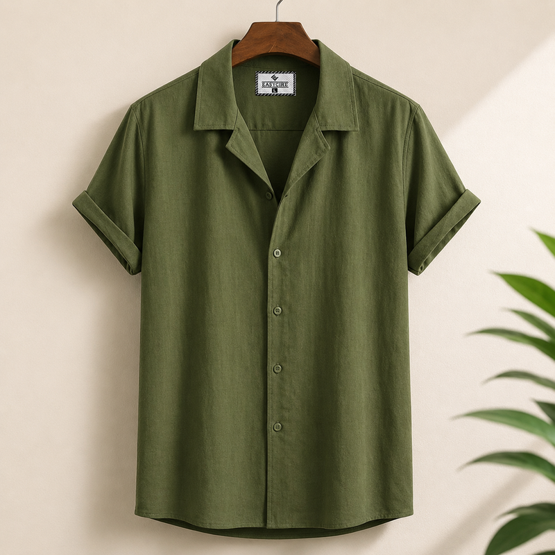 Cuban Half Sleeve Shirt - Olive